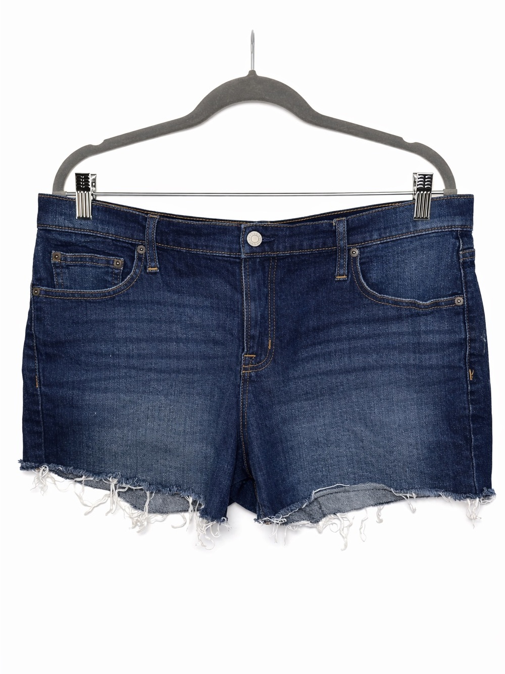 GAP Dark Wash Denim Shorts 32 5” Inseam Frayed Hem Cutoff Summer